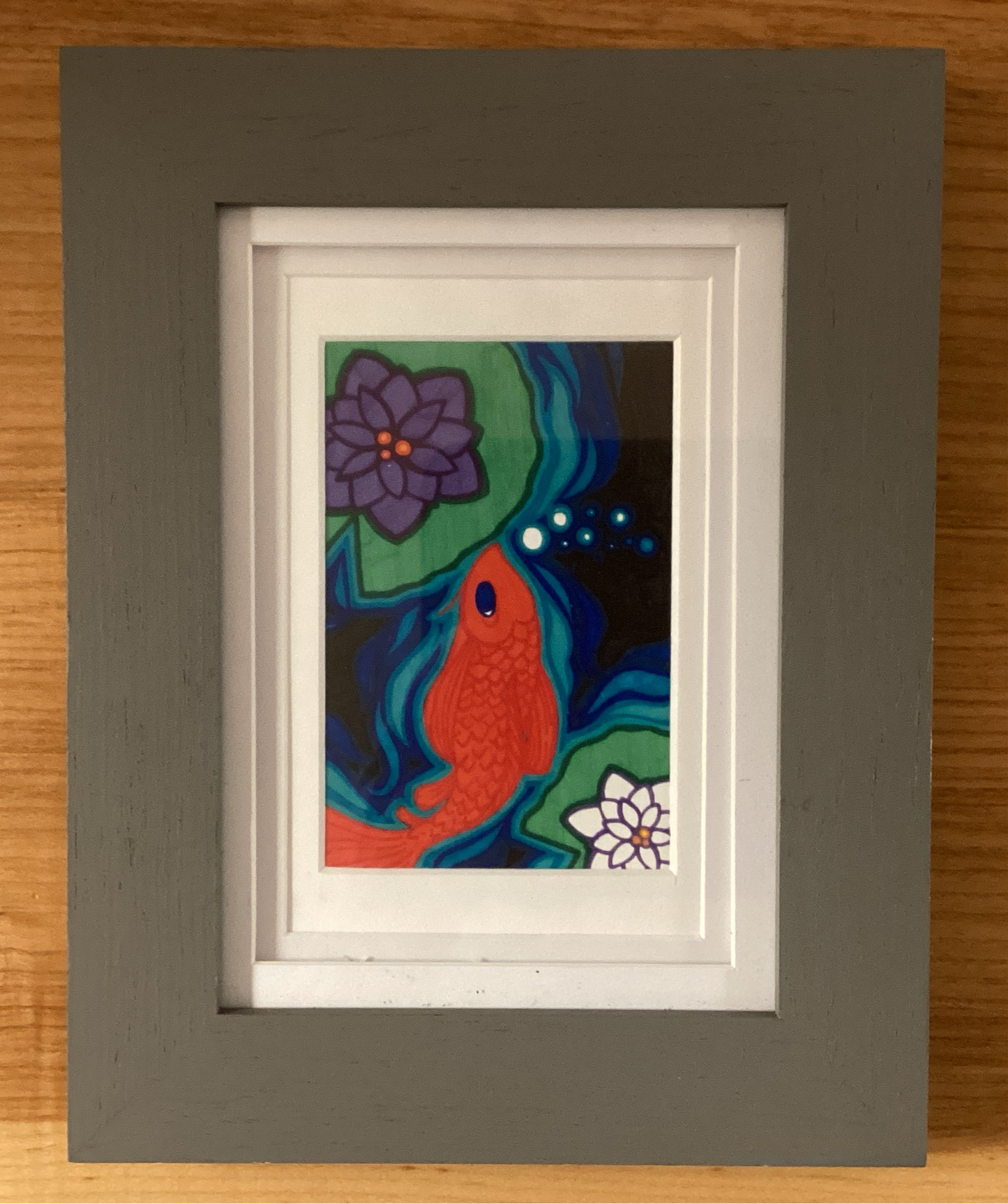 Framed Koi Sharpie Art