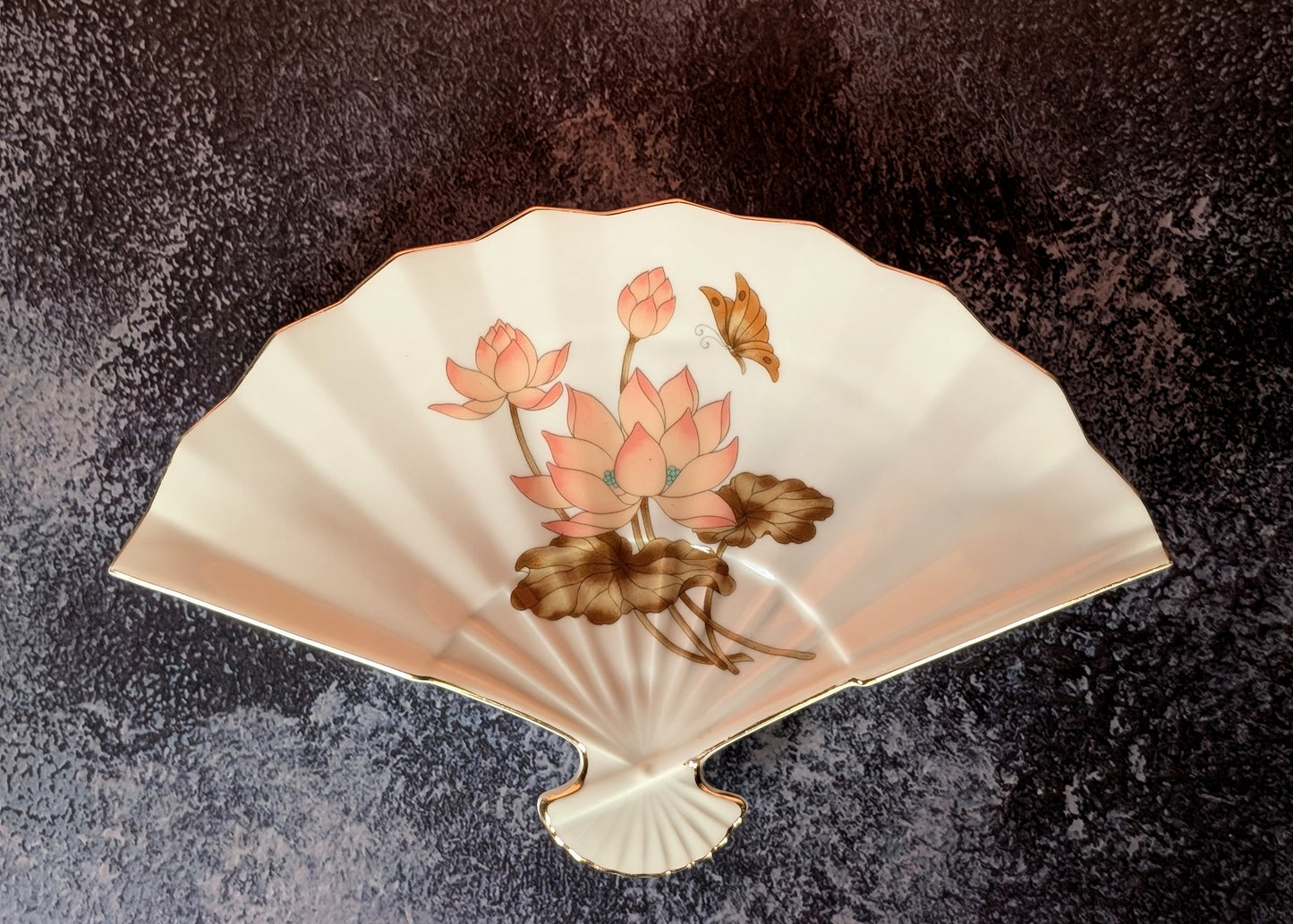 Porcelain Lotus Flower Fan