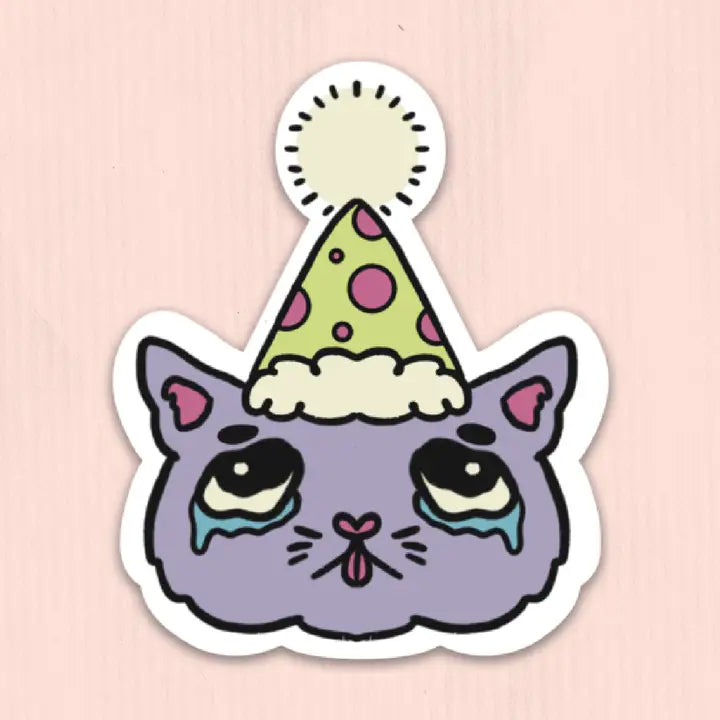 Sad Party Cat Sticker
