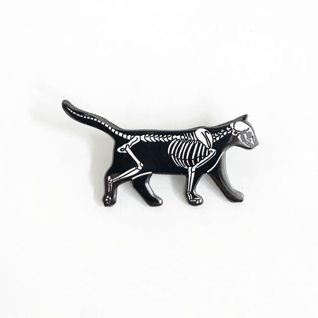 Cat Skeleton Enamel Pin