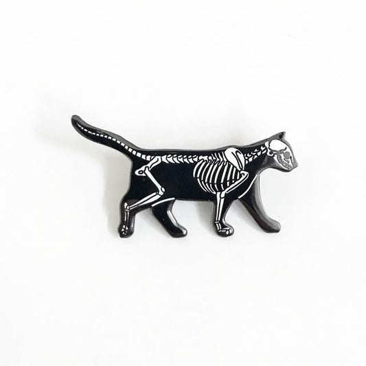 Cat Skeleton Enamel Pin