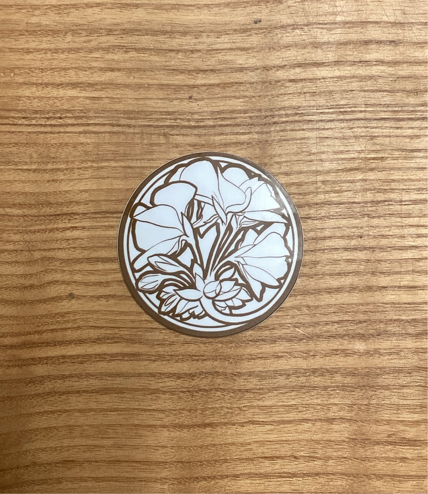Art Nouveau Geranium Circle Sticker