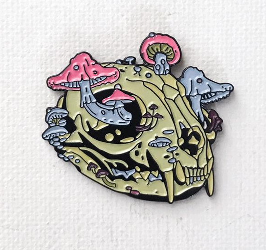 Mushroom Animal Skull Enamel Pin