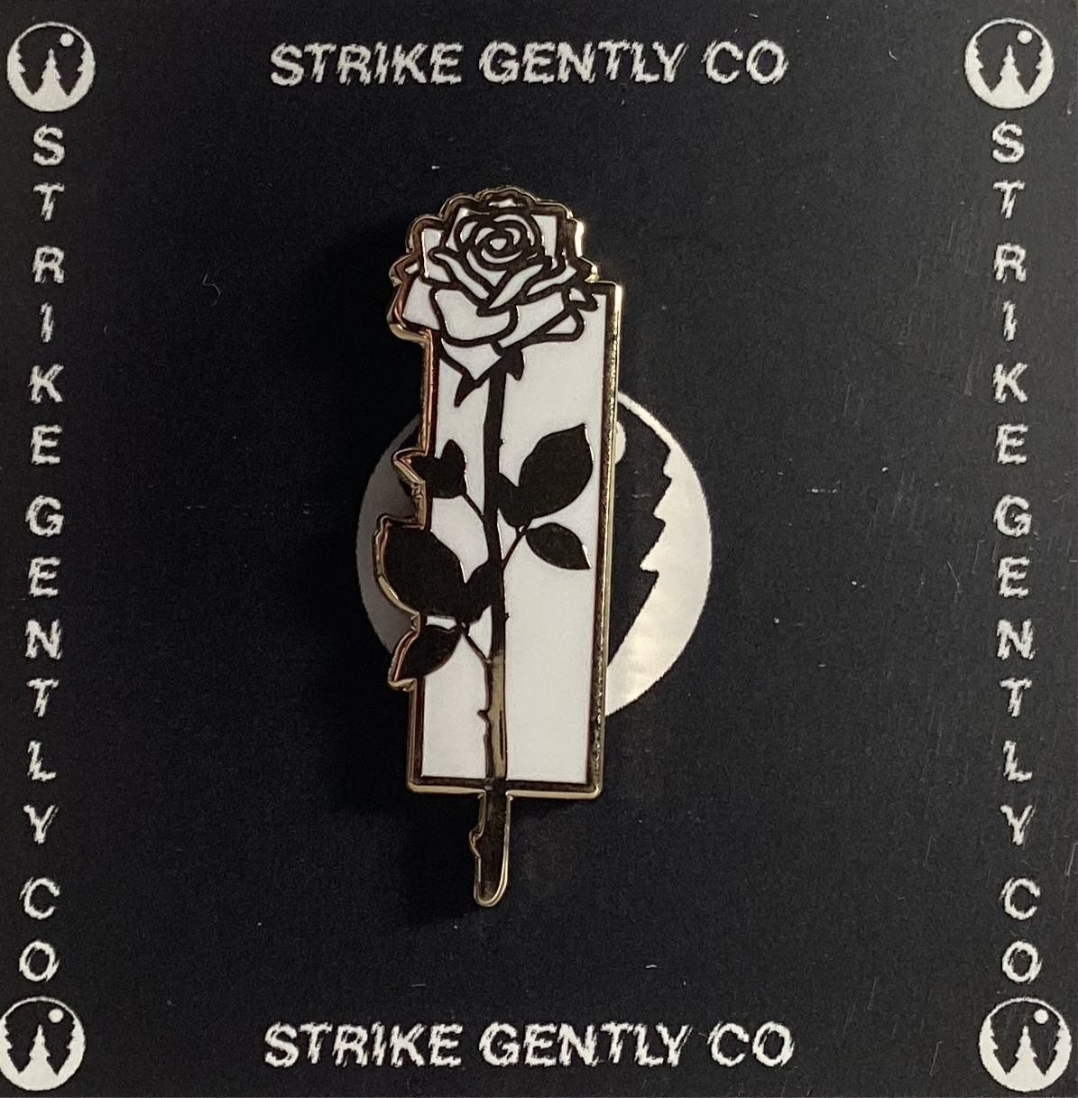 White/Gold Rose Enamel Pin