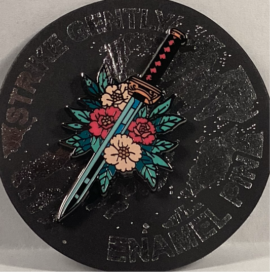 Dagger with Flowers Enamel Pin