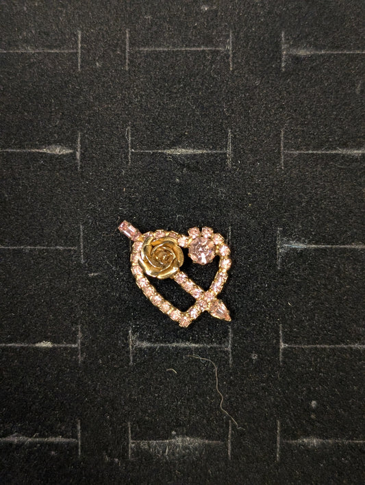 Heart with Rose Vintage pin