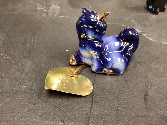 CER167 blue and gold unicorn figurine