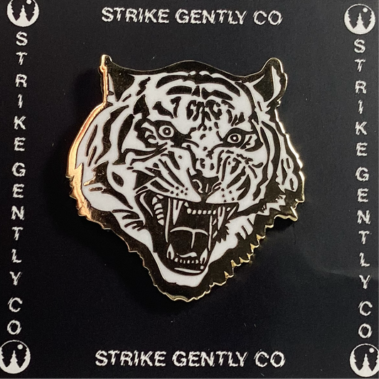 Gold/White Tiger Enamel Pin