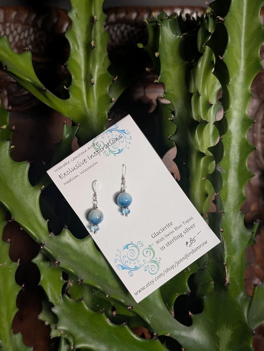 Glacierite in silver dangle earrings