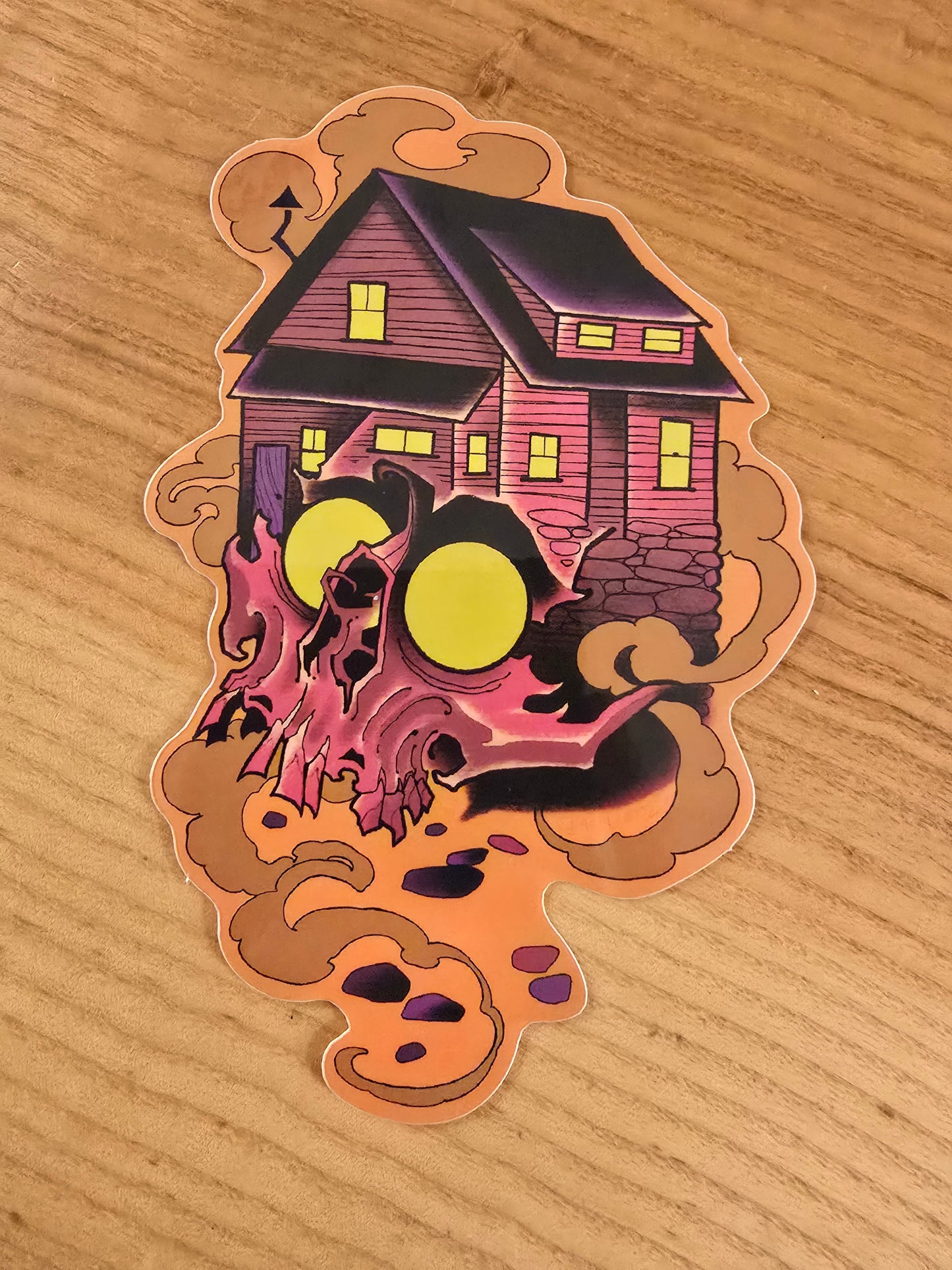 Red Skull House Sticker