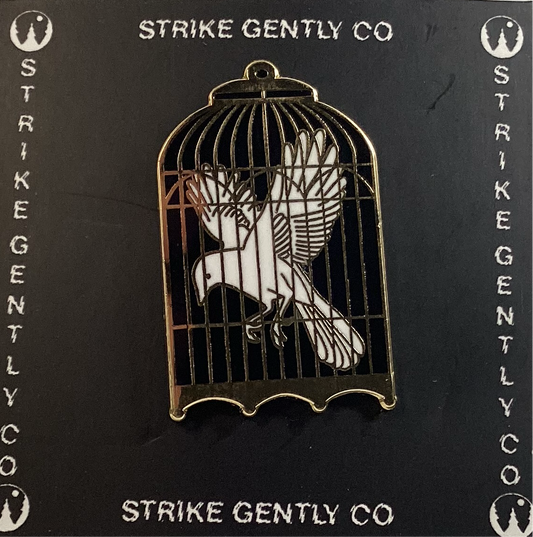 Caged Bird Enamel Pin