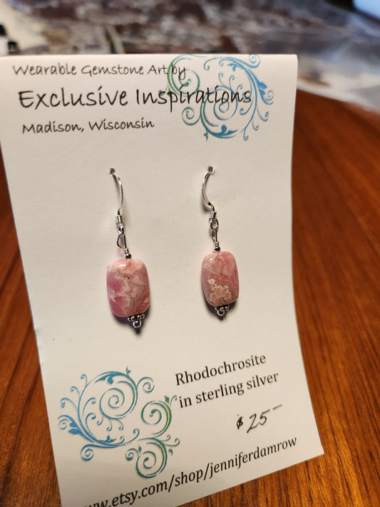 Rhodochrosite in sterling silver