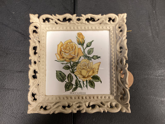 PCT115 Framed ceramic rose tile Buccaneer