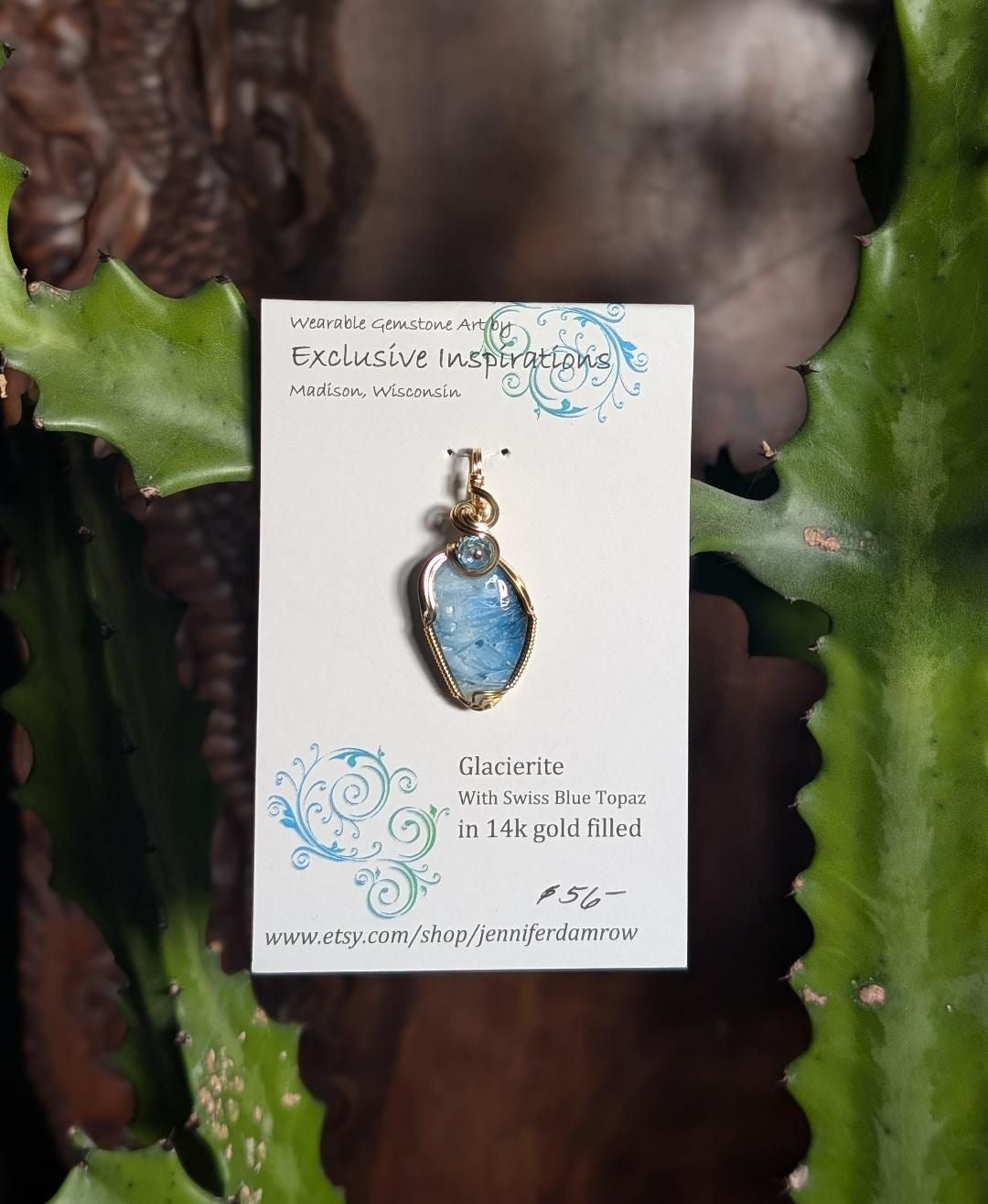Glacierite in 14k gold