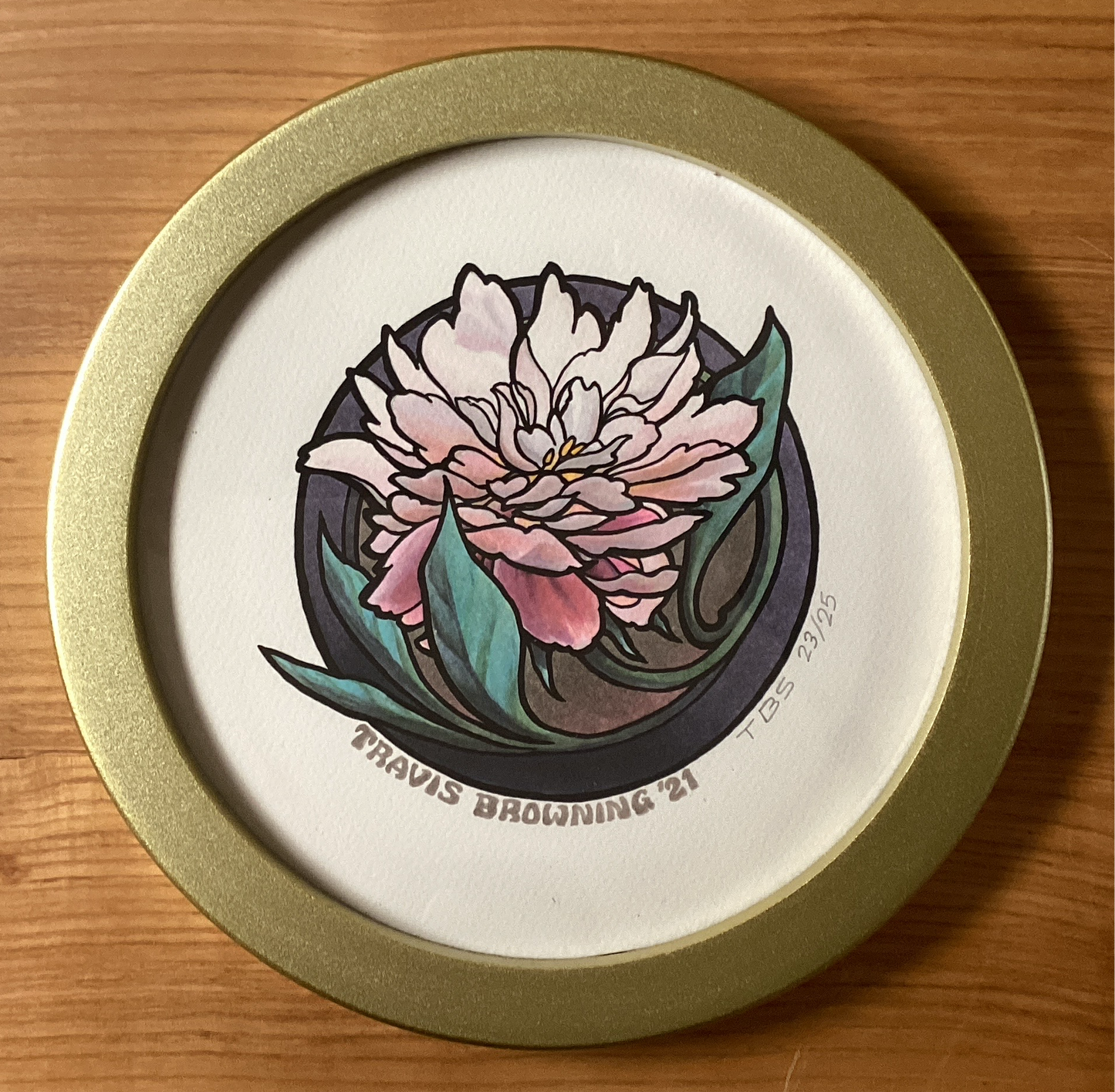 Framed Chrysanthemum Circular Print