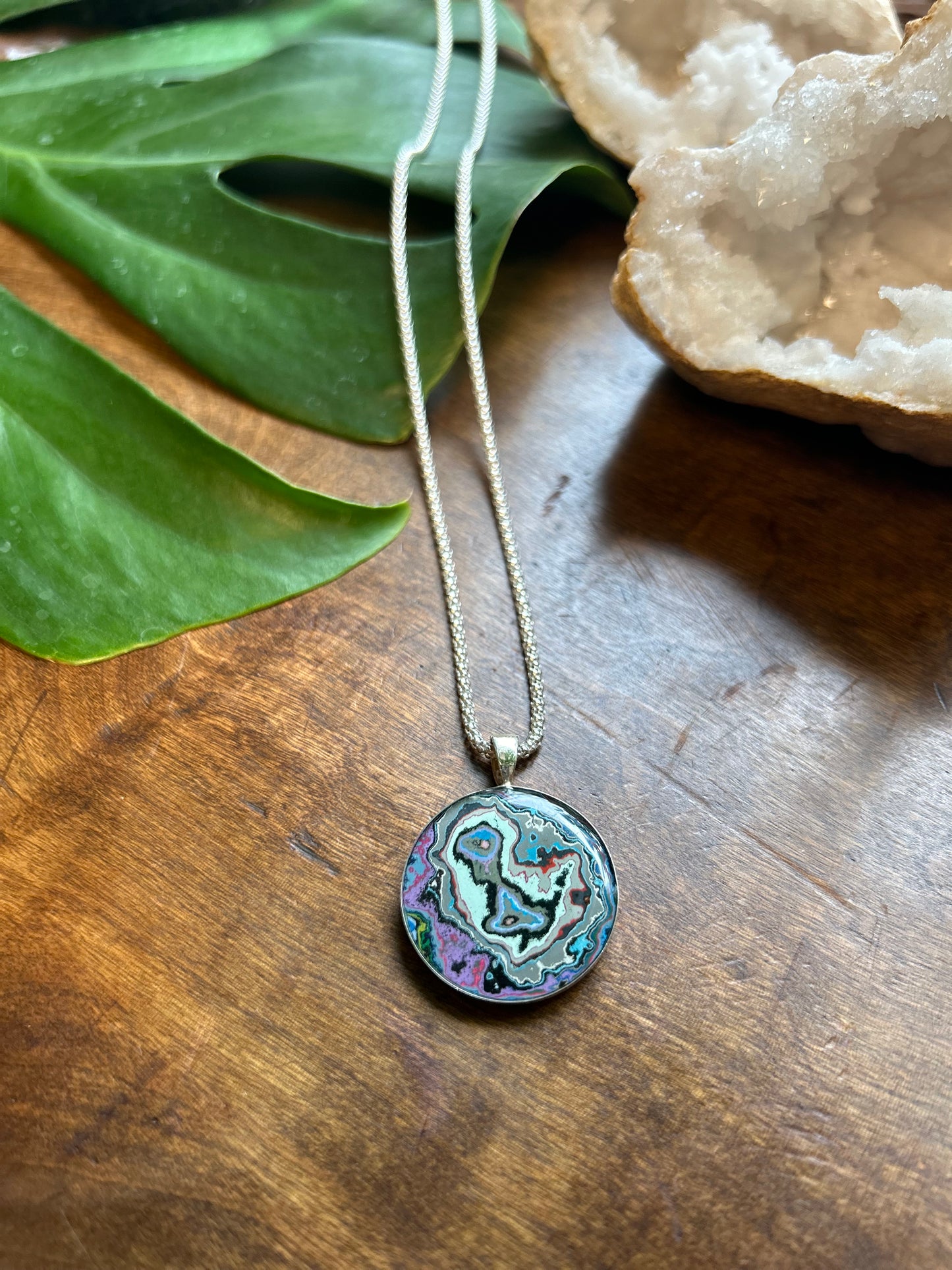 Metroglyph sterling silver necklace (round)