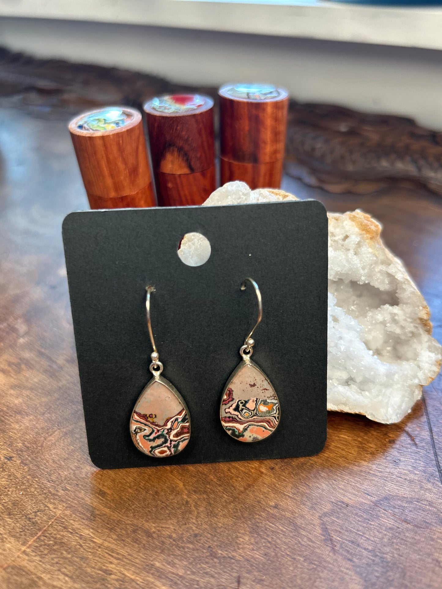 Metroglyph sterling earrings (tan teardrop)