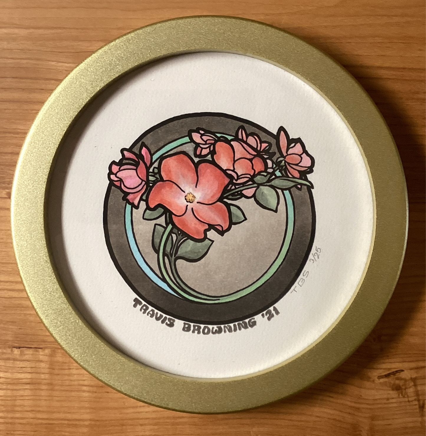 Framed Wild Rose Circular Print