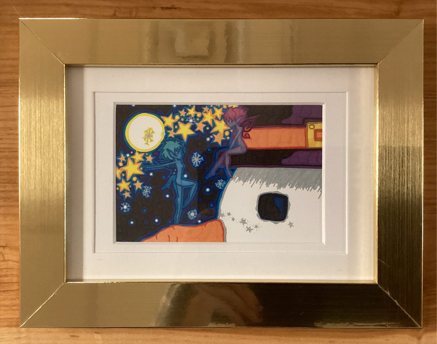 Framed Starry Sky Pixies Sharpie Art