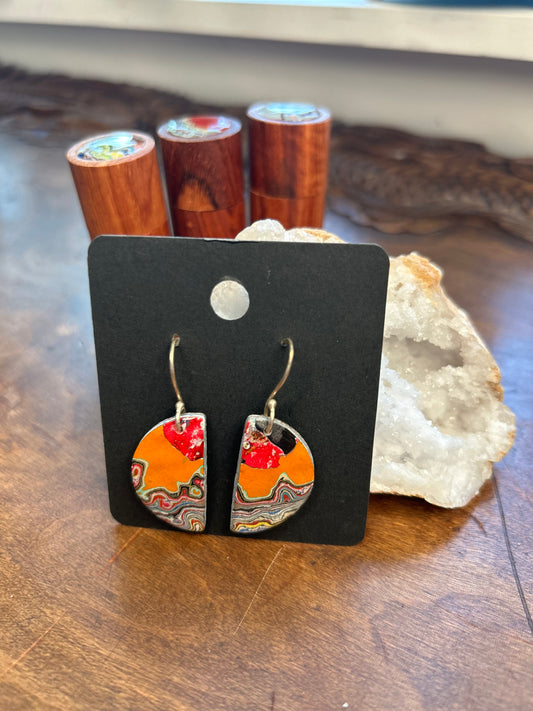 Metroglyph sterling earrings (light orange, half moons)