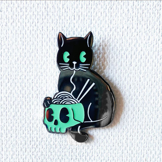 Cat with Ramen Enamel Pin