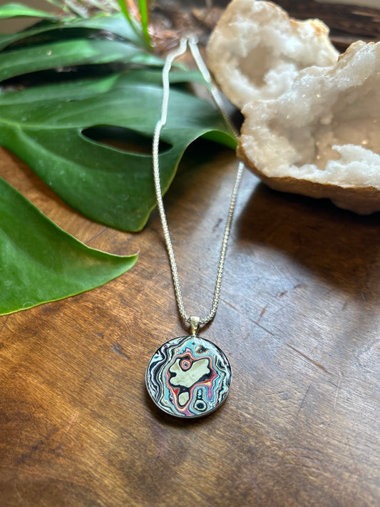 Metroglyph sterling silver necklace (round)