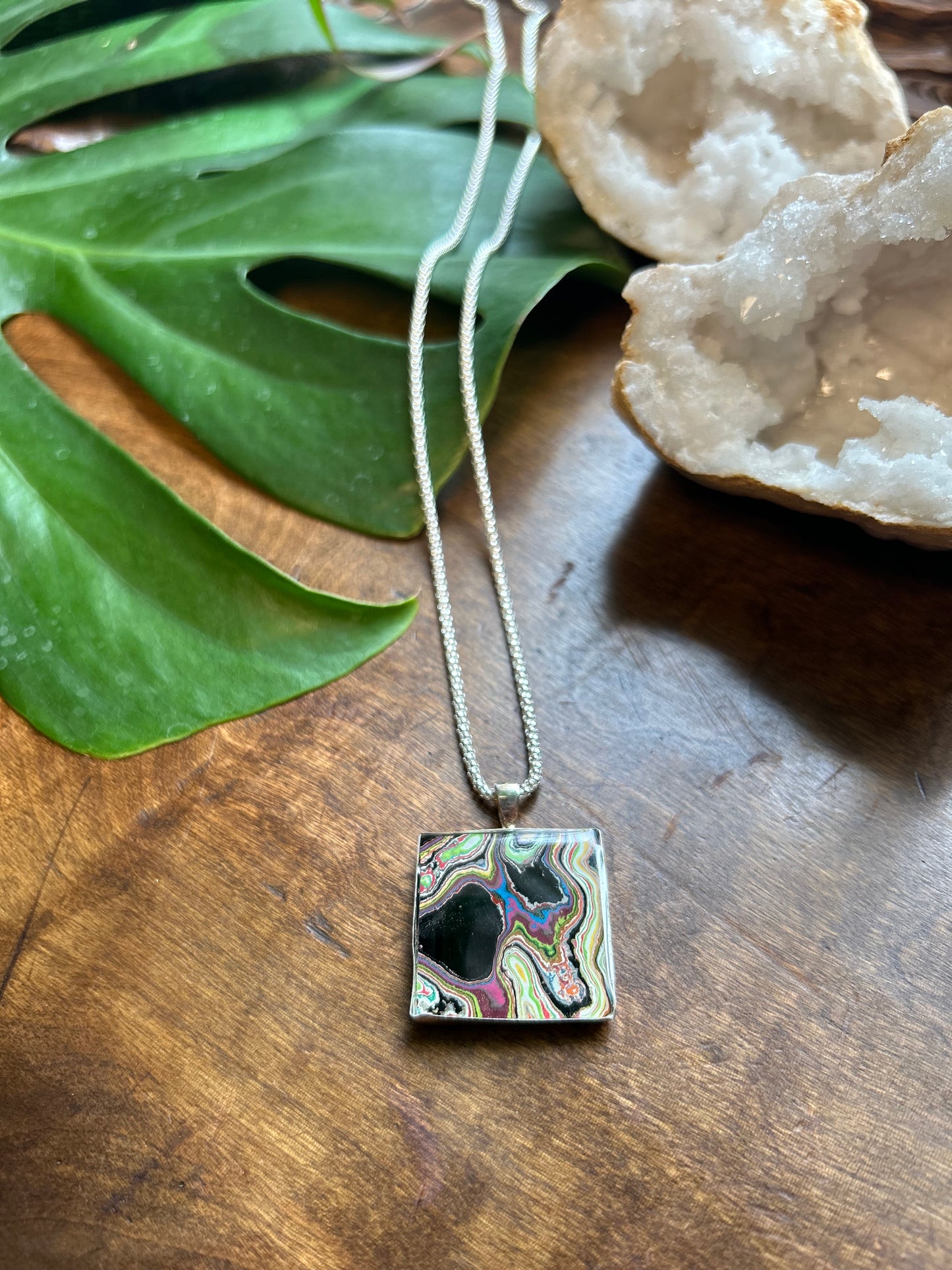 Metroglyph sterling silver necklace (square)