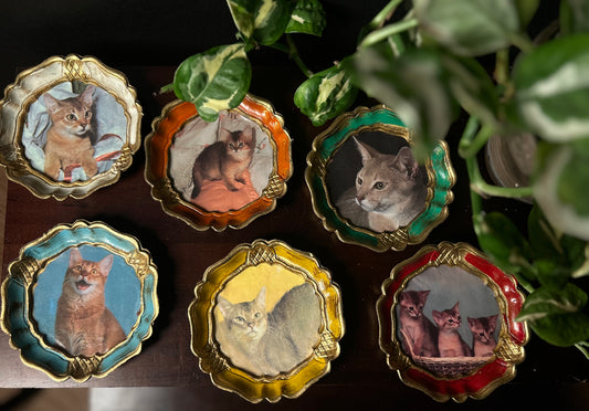 Vintage handmade cat portraits