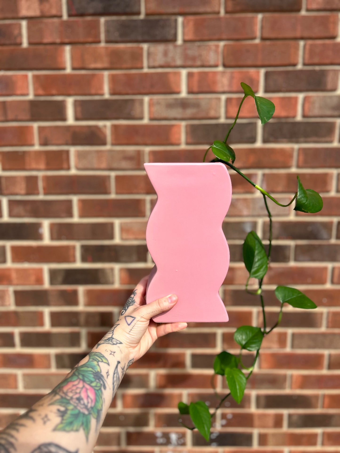 Pink squiggle vase