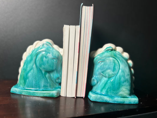 Blue horse head figurines