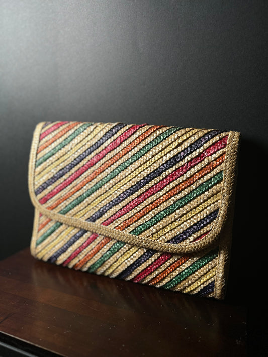 Rainbow straw clutch