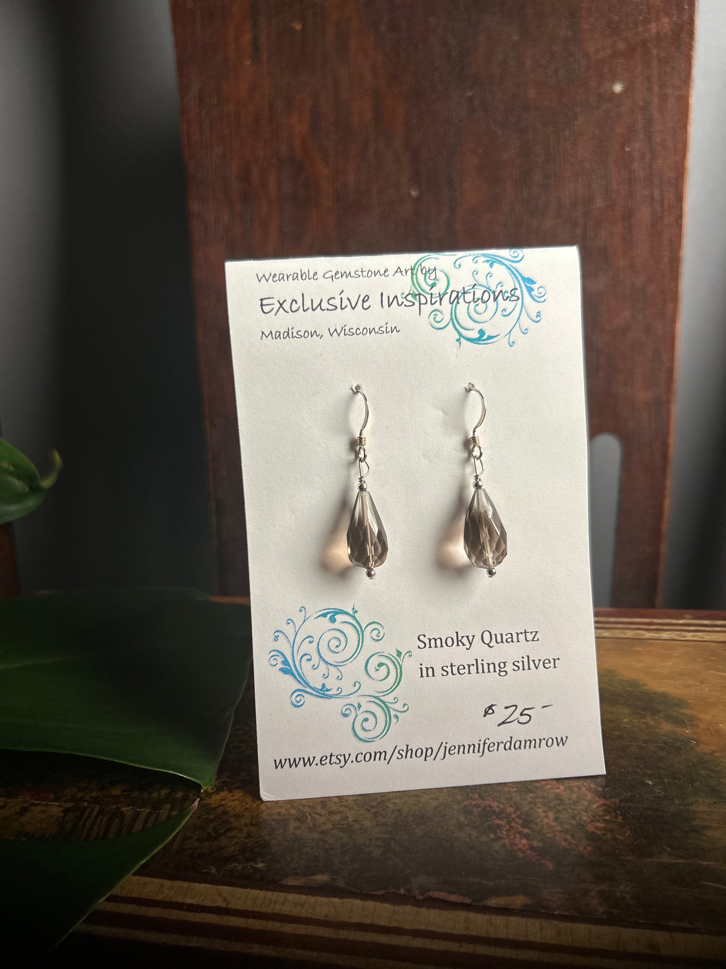 Smoky Quartz in sterling silver earrings