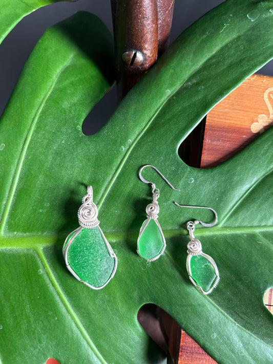 Central American Beach Glass Sterling Silver