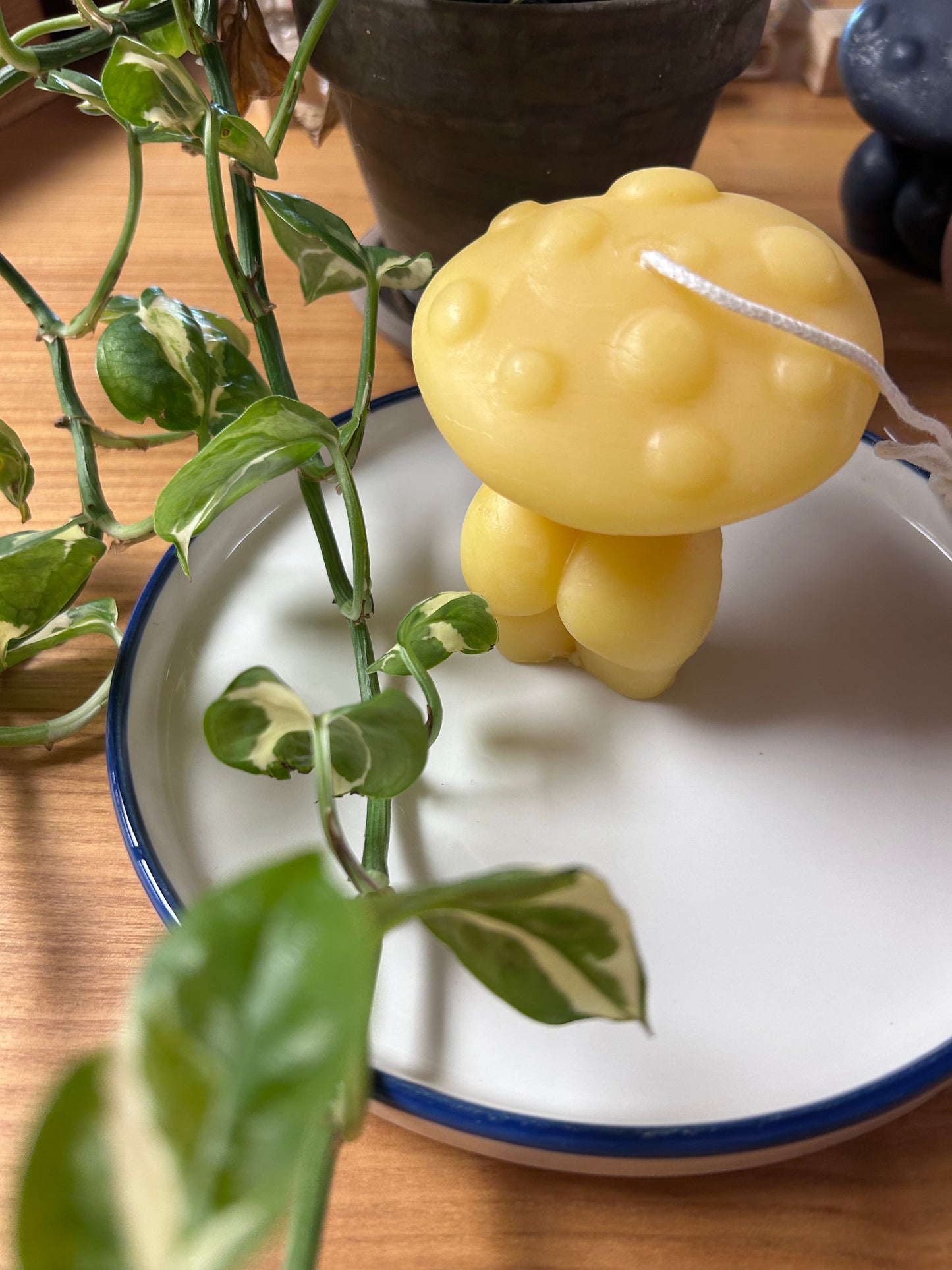 Beeswax mushroom candle