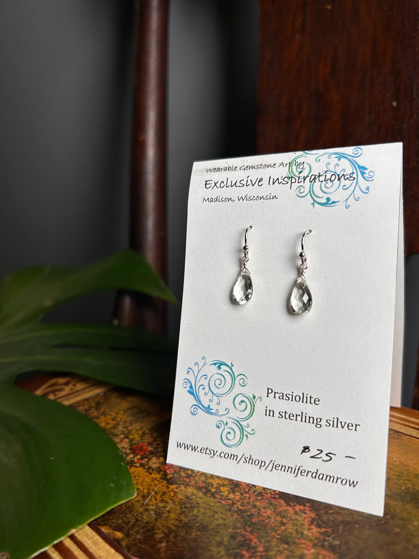 Prasiolite in sterling silver