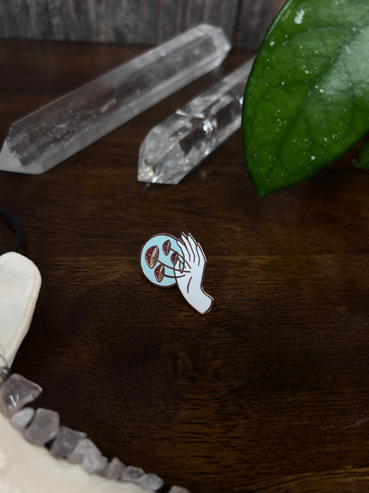 Mushroom hand pin