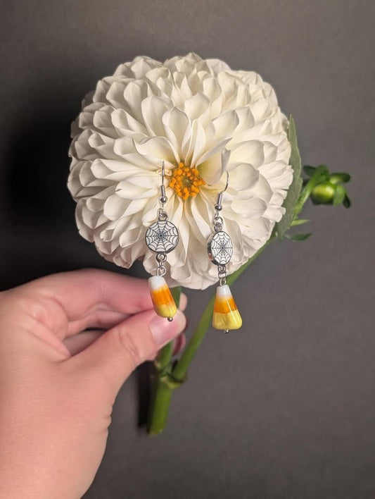 Candy Corn & Spider Webs Earrings