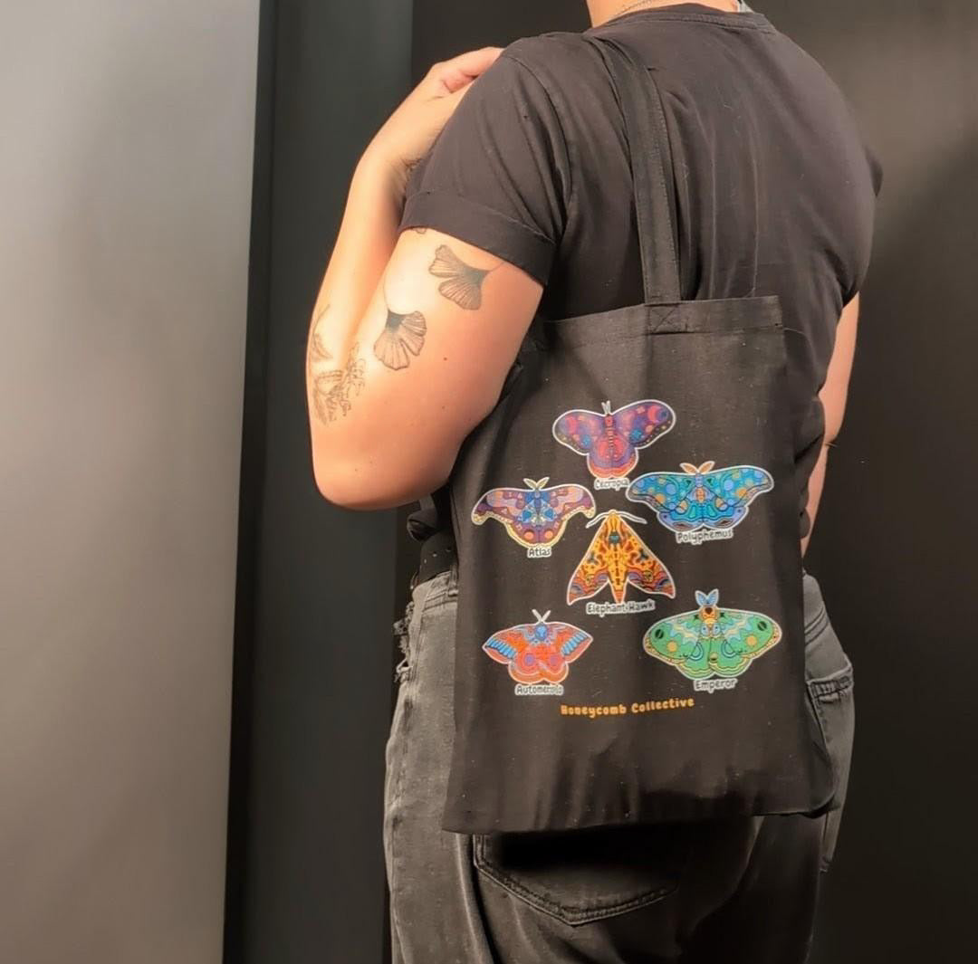 Moth tote, honeycomb collective