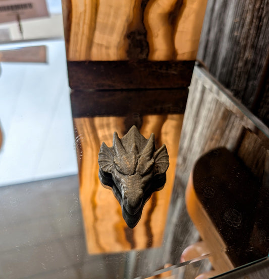 Golden Obsidian Dragon Carving
