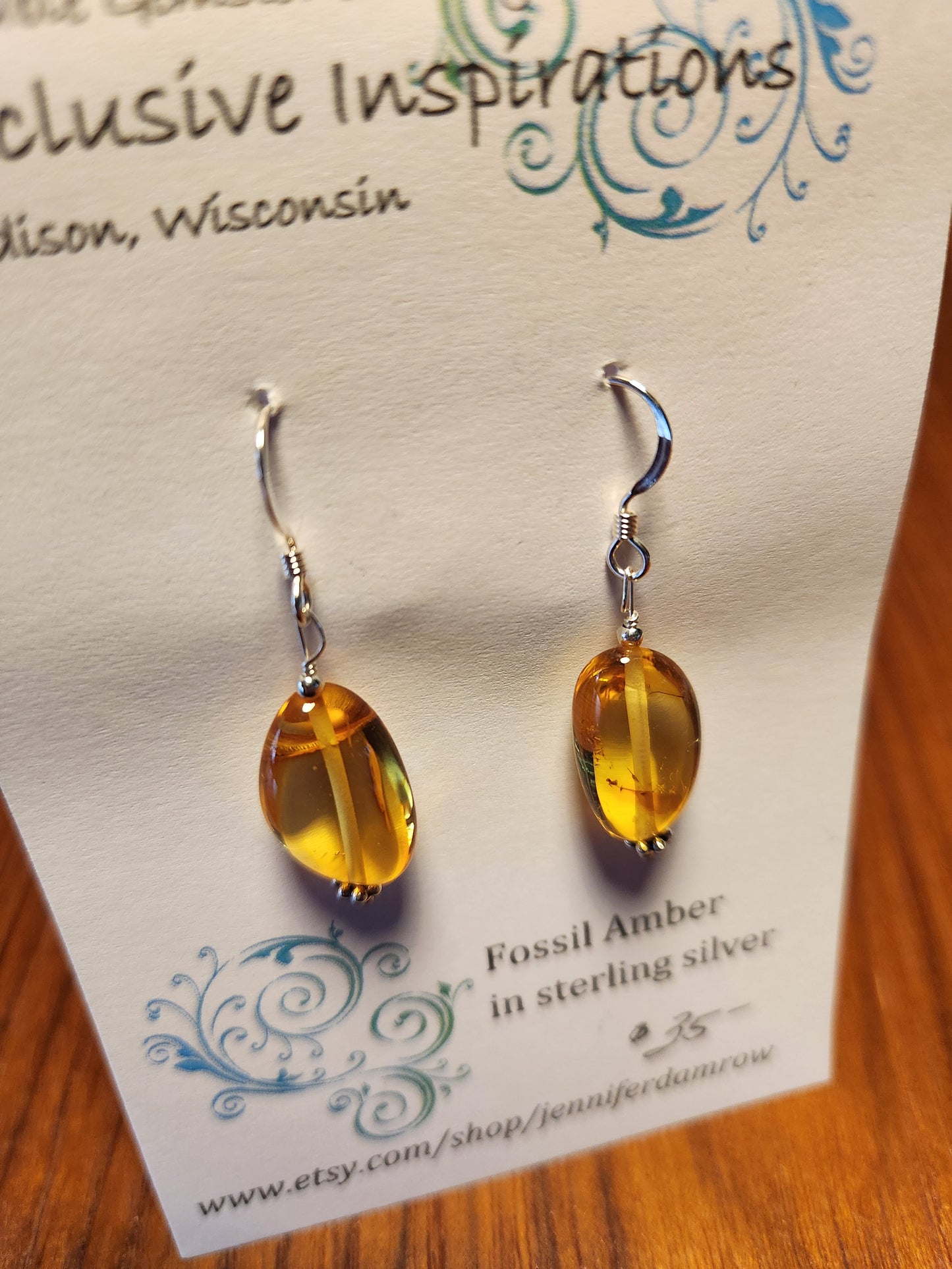 Fossil Amber in sterling silver