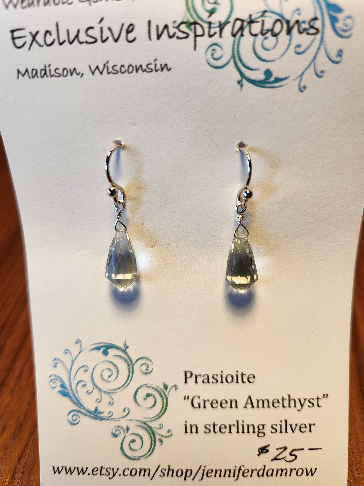 Prasioite ‘Green Amethyst’  in sterling silver