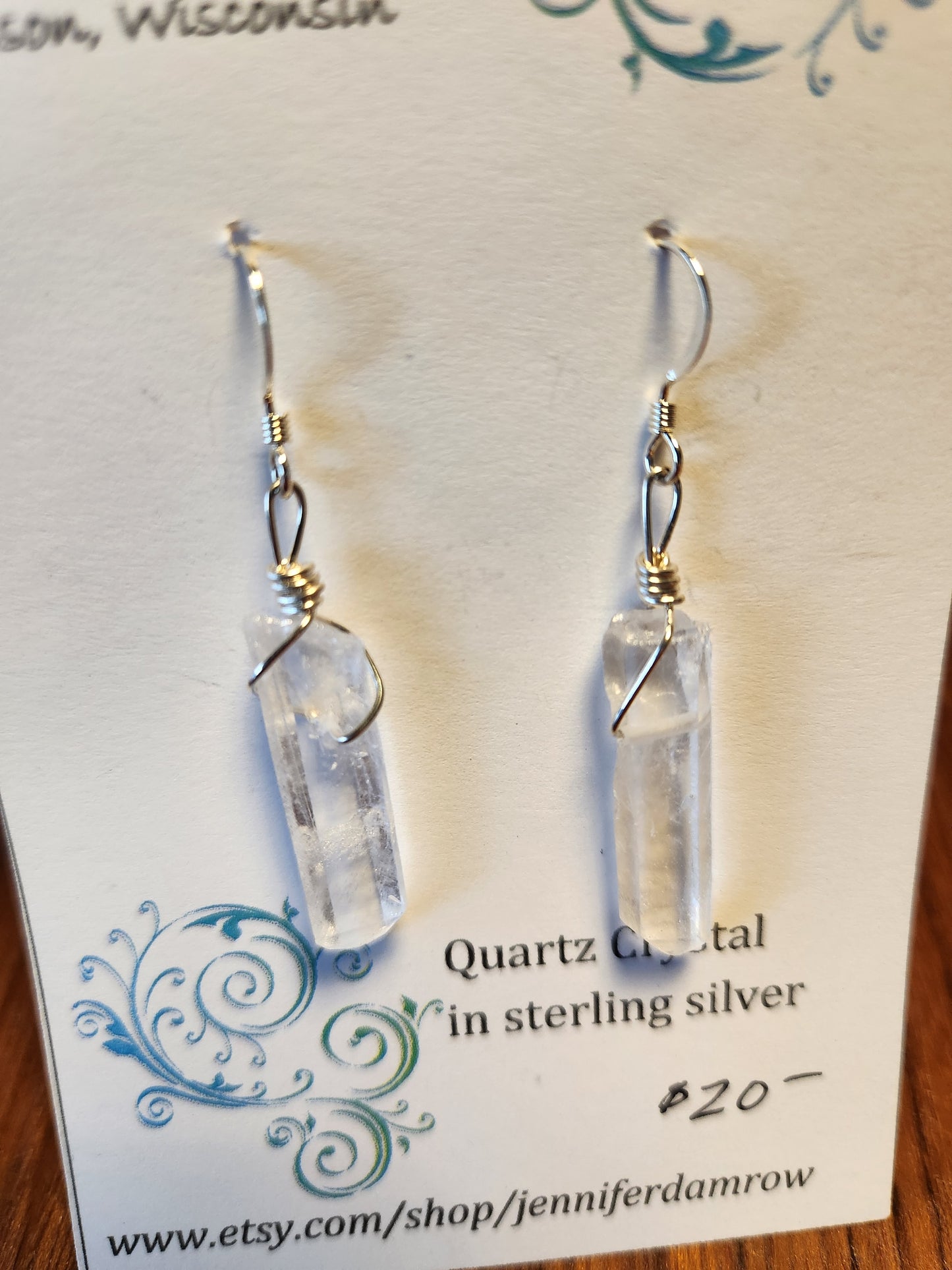 Quartz Crystal in sterling silver