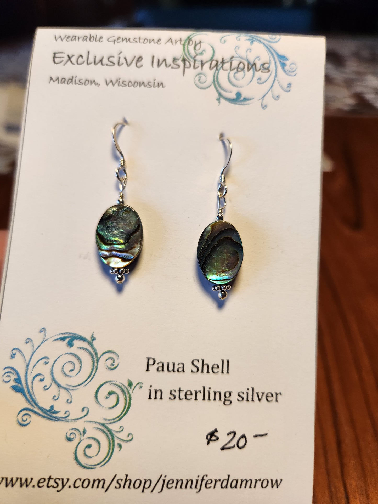 Paua Shell in sterling silver