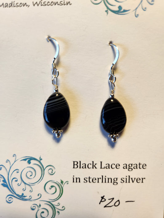 Black Lace Agate in sterling silver