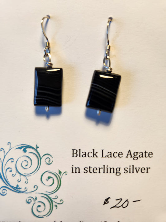 Black Lace Agate in sterling silver