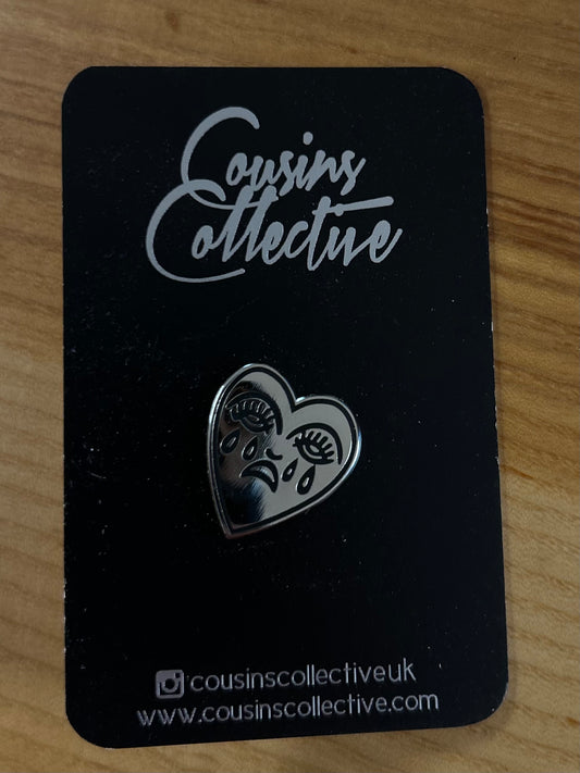 Crying heart pin
