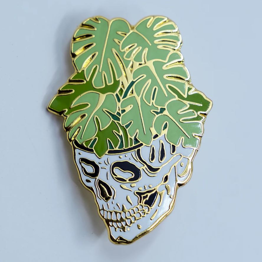 Monstera Skull Enamel Pin