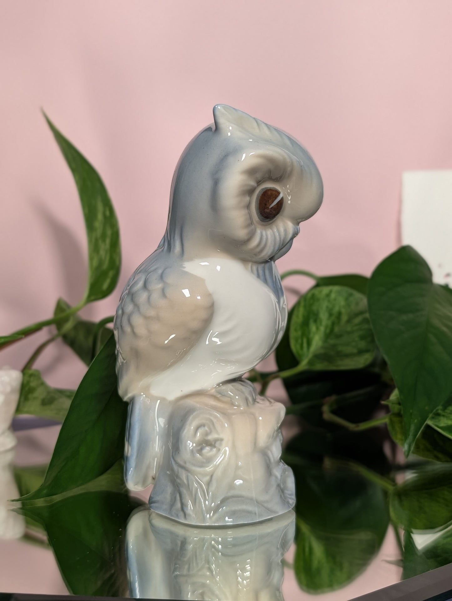Blue porcelain owl