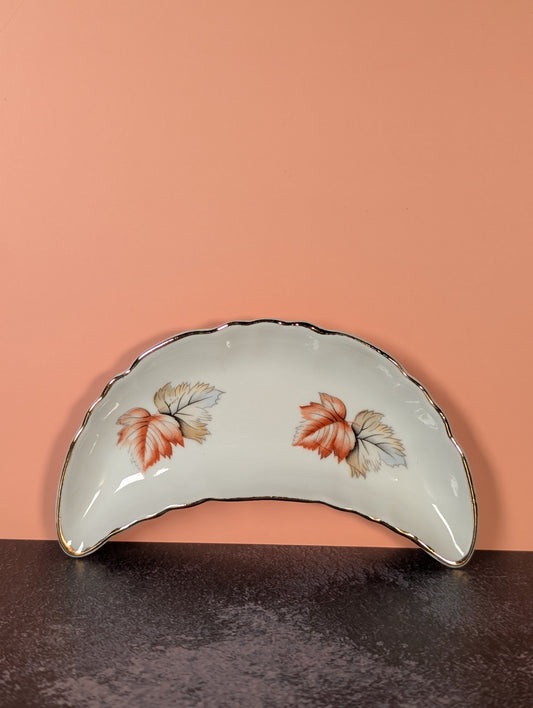 Crescent autumn leaves trinket dish