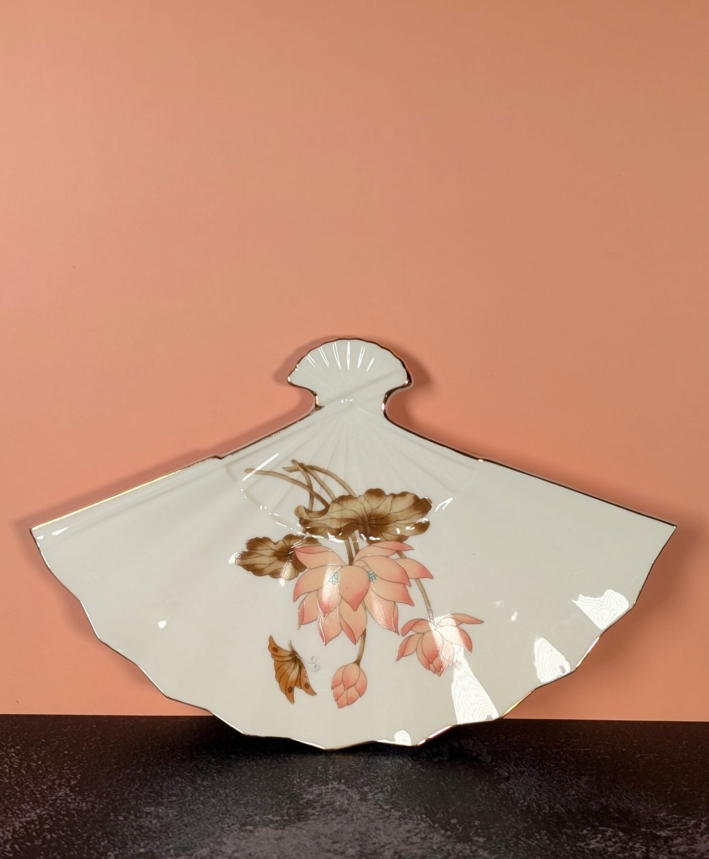 Porcelain Lotus Flower Fan